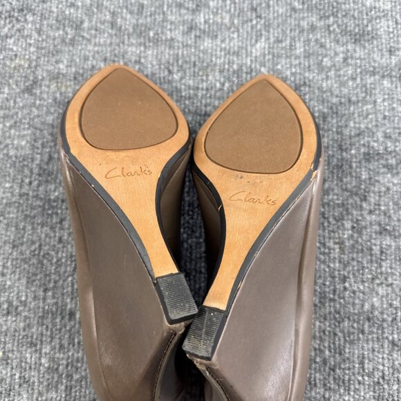 Clarks Raven Rise Brown Leather Wedge Heels - Picture 10 of 14